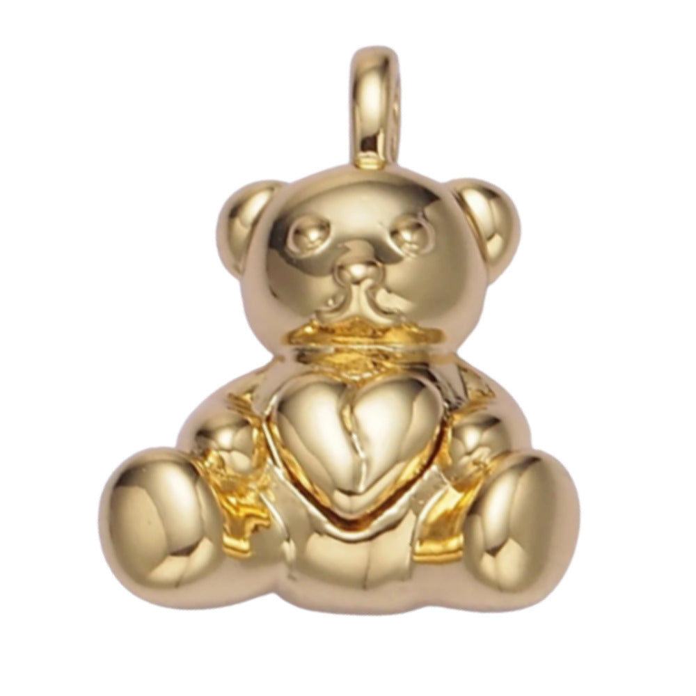 Vintage Cartoon Animal Brass 18K Gold Plated Drip Oil Pendant Charm Bar