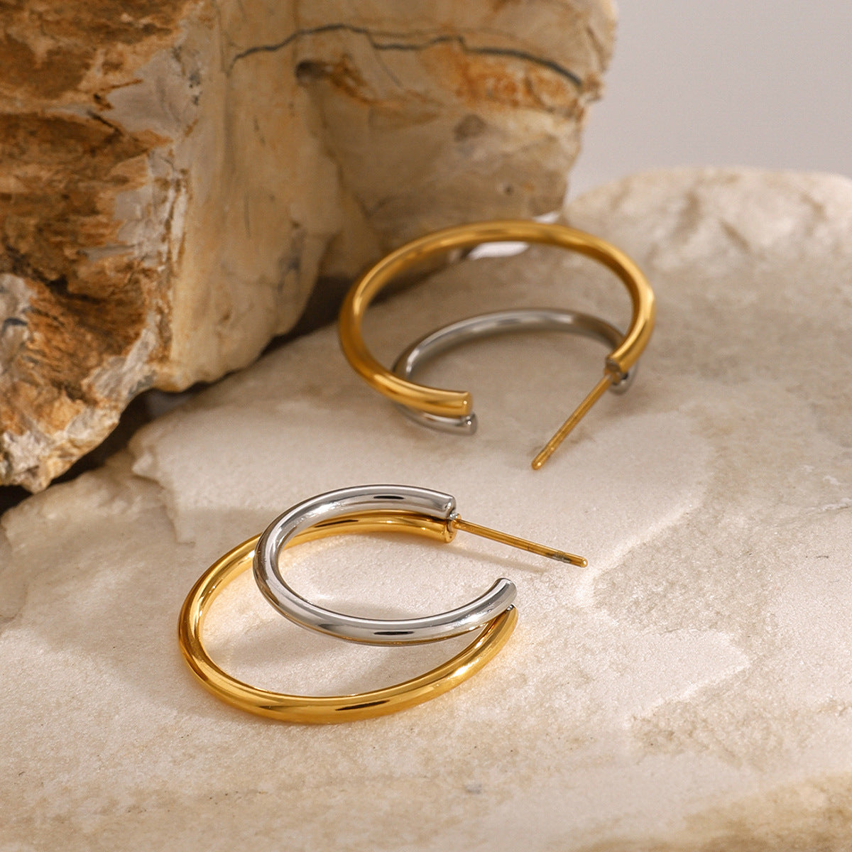 Geometric Letter Stainless Steel Plated Earrings for Women