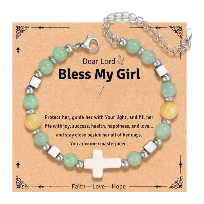 Sweet Cross Stainless Steel Ball Chain Bracelet Unisex