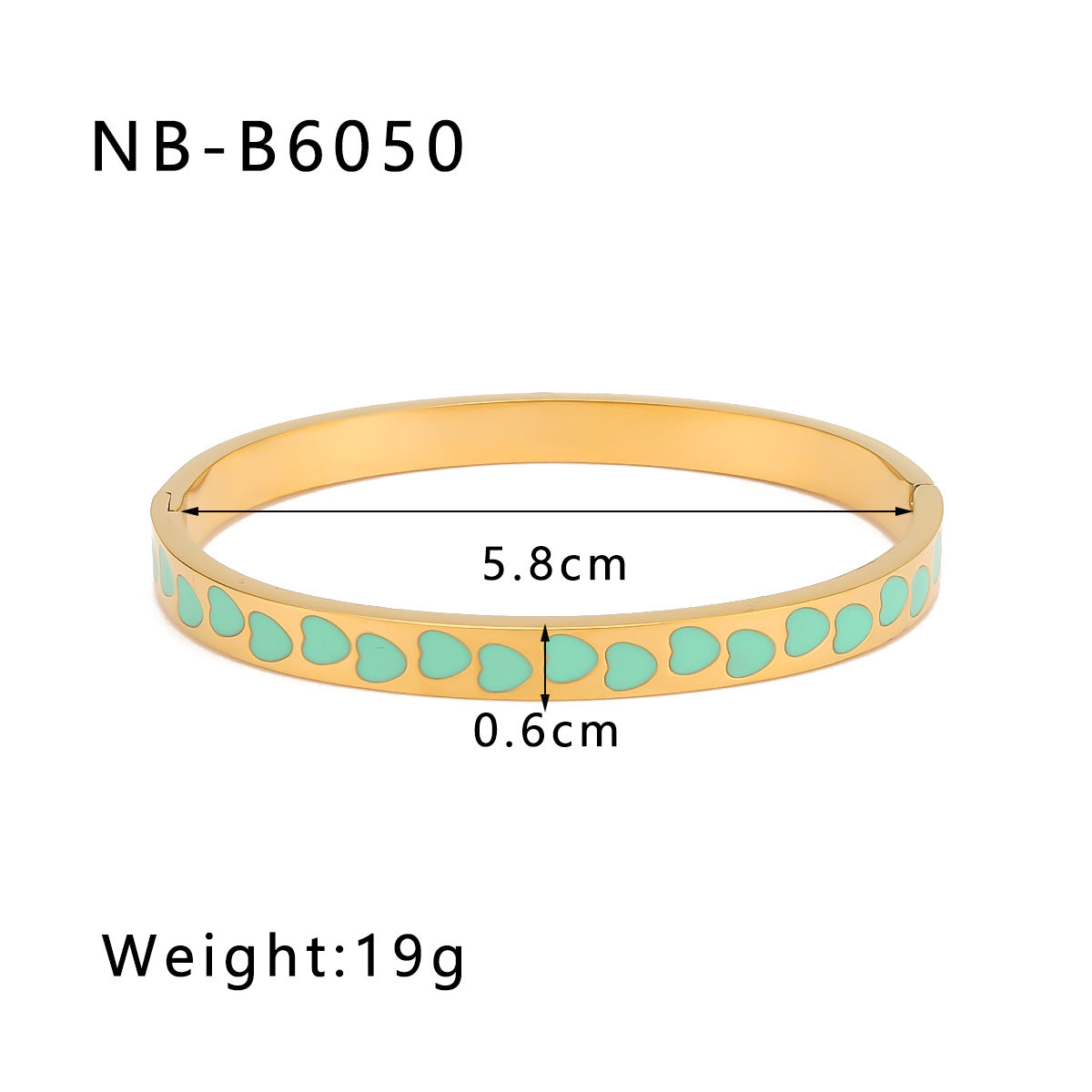 Bracciale Minimalista a Cuore in Acciaio Inossidabile con Placcatura in Oro 18K e Motivo Floreale Smaltato