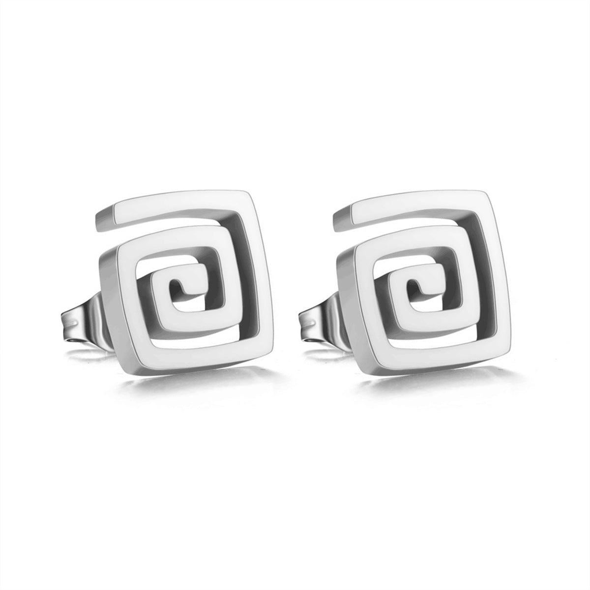 Elegant Minimalist Square Geometric Stainless Steel Earrings with 18K Gold Plating for Women