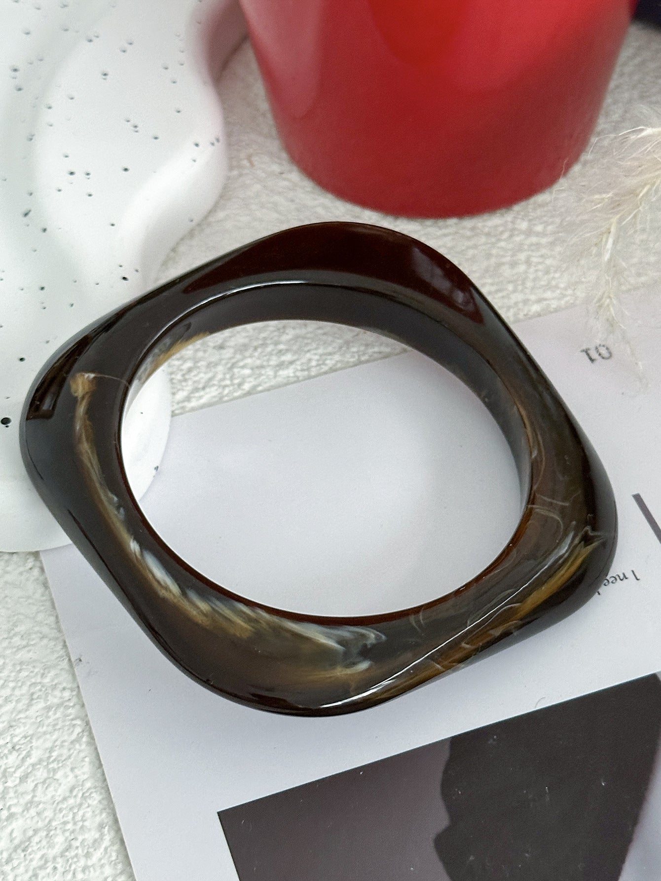 Bracciale Vintage Geometrico Acrilico a Goccia di Olio con Gradiente