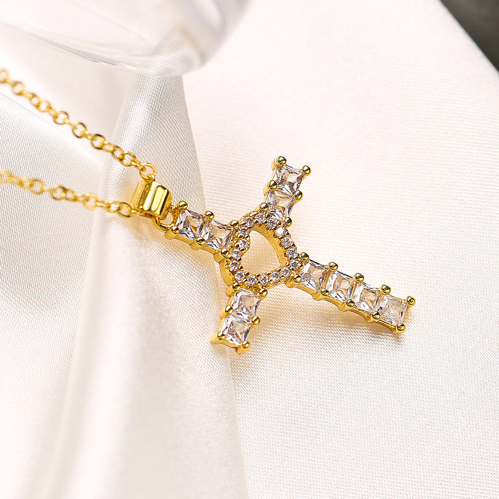 Minimalist Geometric Heart Pendant Necklace for Women with Cubic Zirconia Inlay and Copper Base
