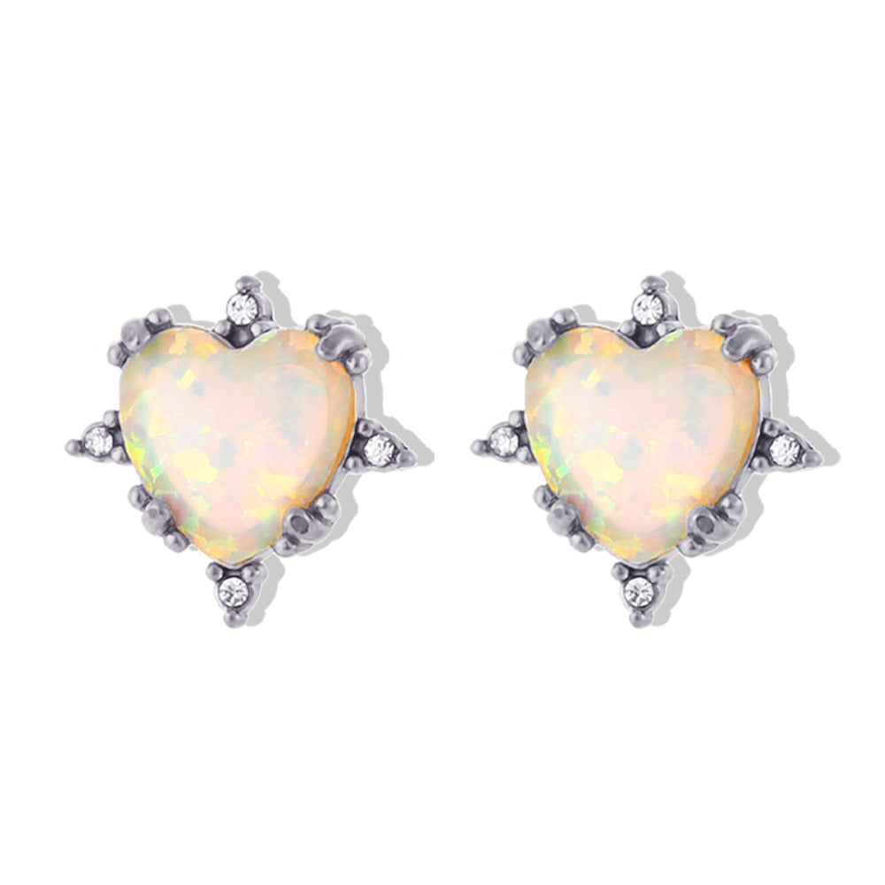 Set di collana, orecchini e bracciale da donna placcati oro in acciaio inossidabile a forma di cuore, con intarsi di strass, stile vintage