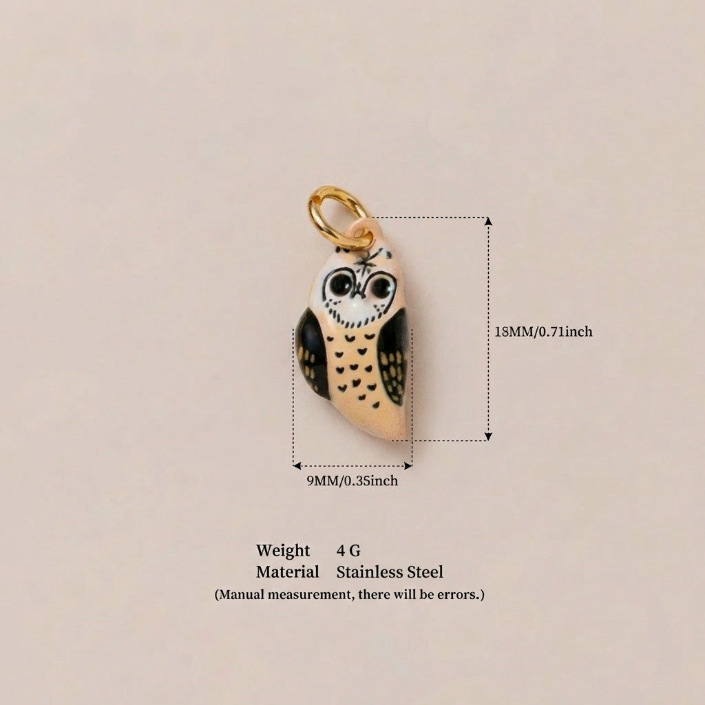Vintage 18K Gold Plated Brass Drip Oil Mushroom Animal Charm Bar Pendant