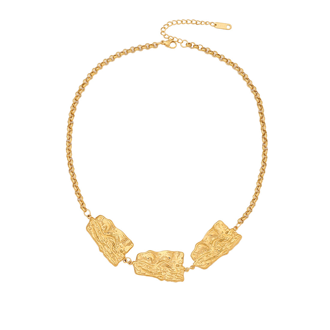 Collar de Acero Inoxidable Irregular Geométrico con Acabado Chapado para Mujer, Joyería con Colgante y Cadena Tipo O