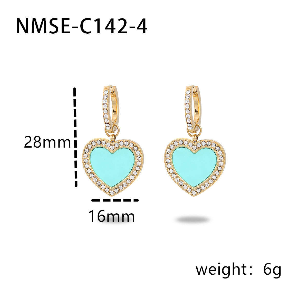 Orecchini da Donna Vintage a Cuore con Strass in Acciaio al Titanio, Gioielli di Moda Minimalisti con Finitura Placcata