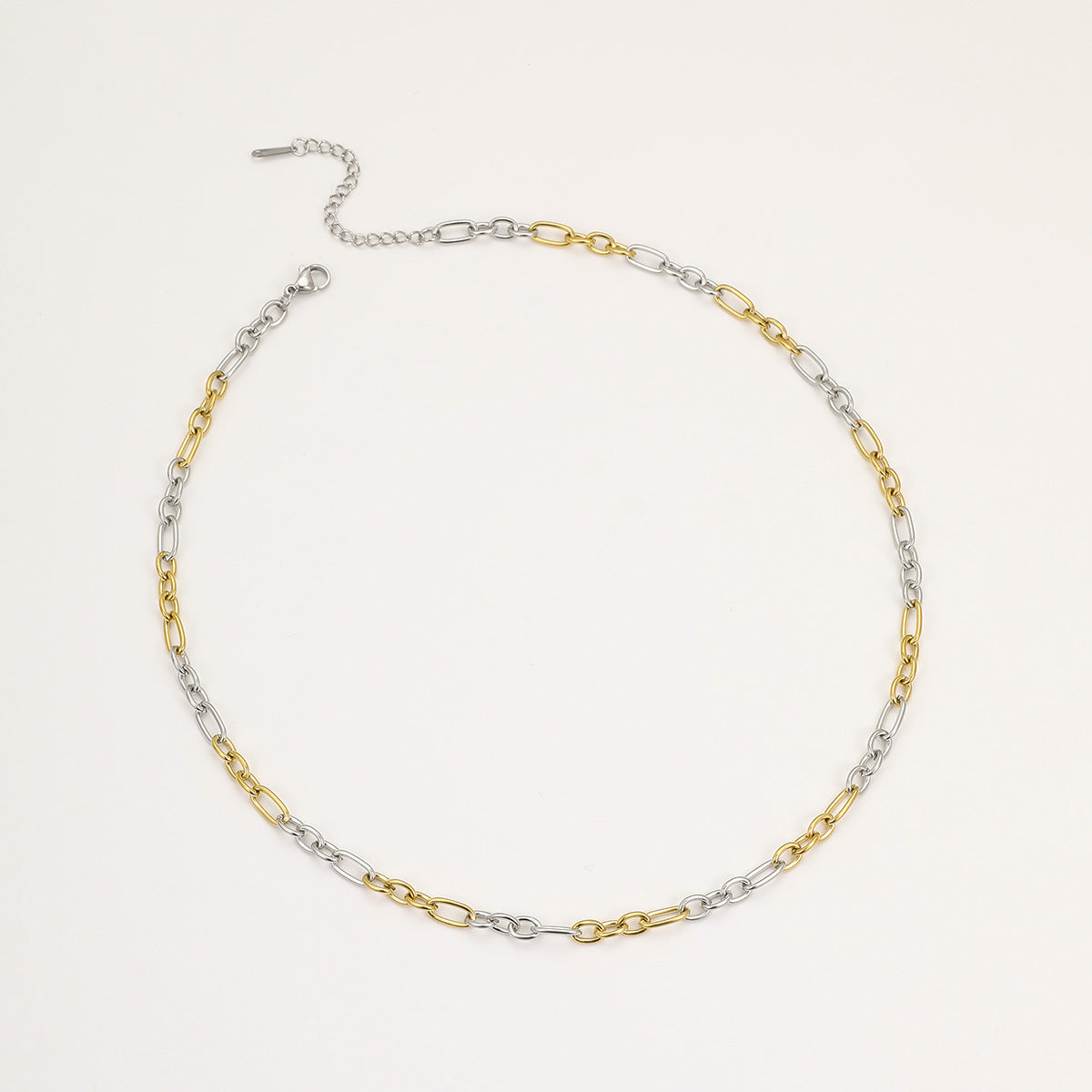 Juego de collar de acero inoxidable con diseño geométrico de moda, cadena en capas con baño de oro de 18 quilates para mujer