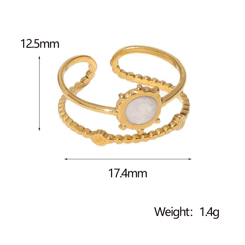 Anello regolabile geometrico minimalista da donna in acciaio inossidabile con finitura smaltata