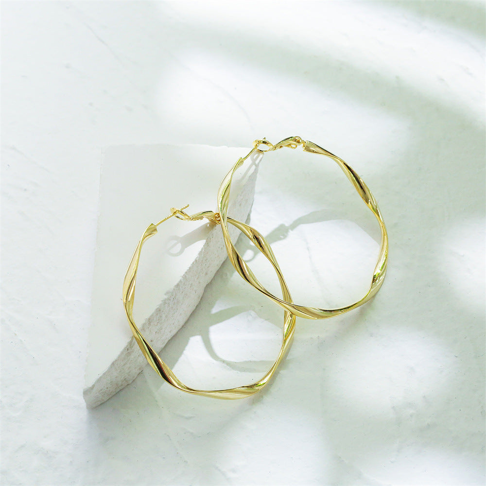 Minimalist Geometric Hoop Earrings for Women in Copper with 14K Gold and 925 Silver Plating