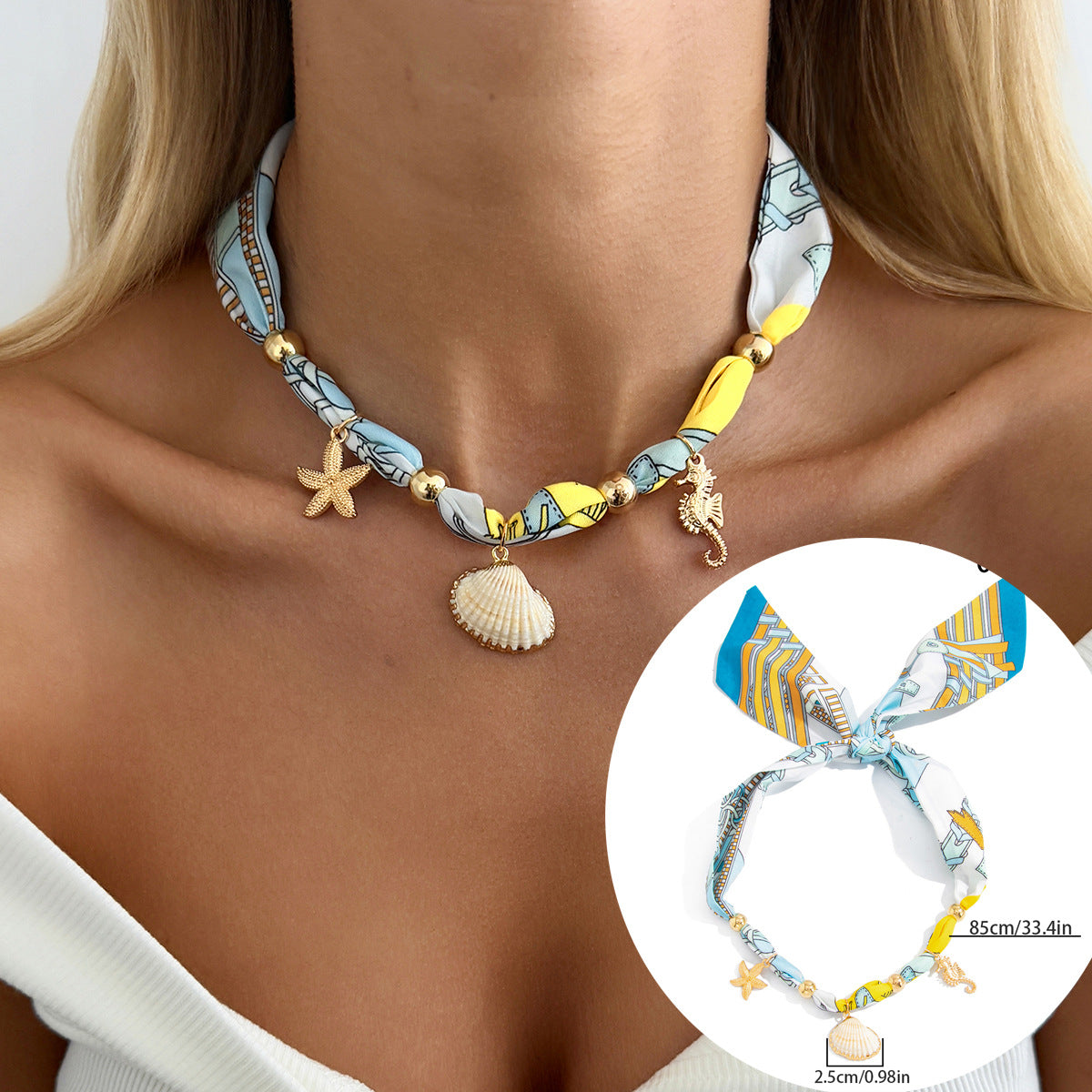 Sweet Plated Zinc Alloy Starfish Butterfly Pendant Necklace for Women