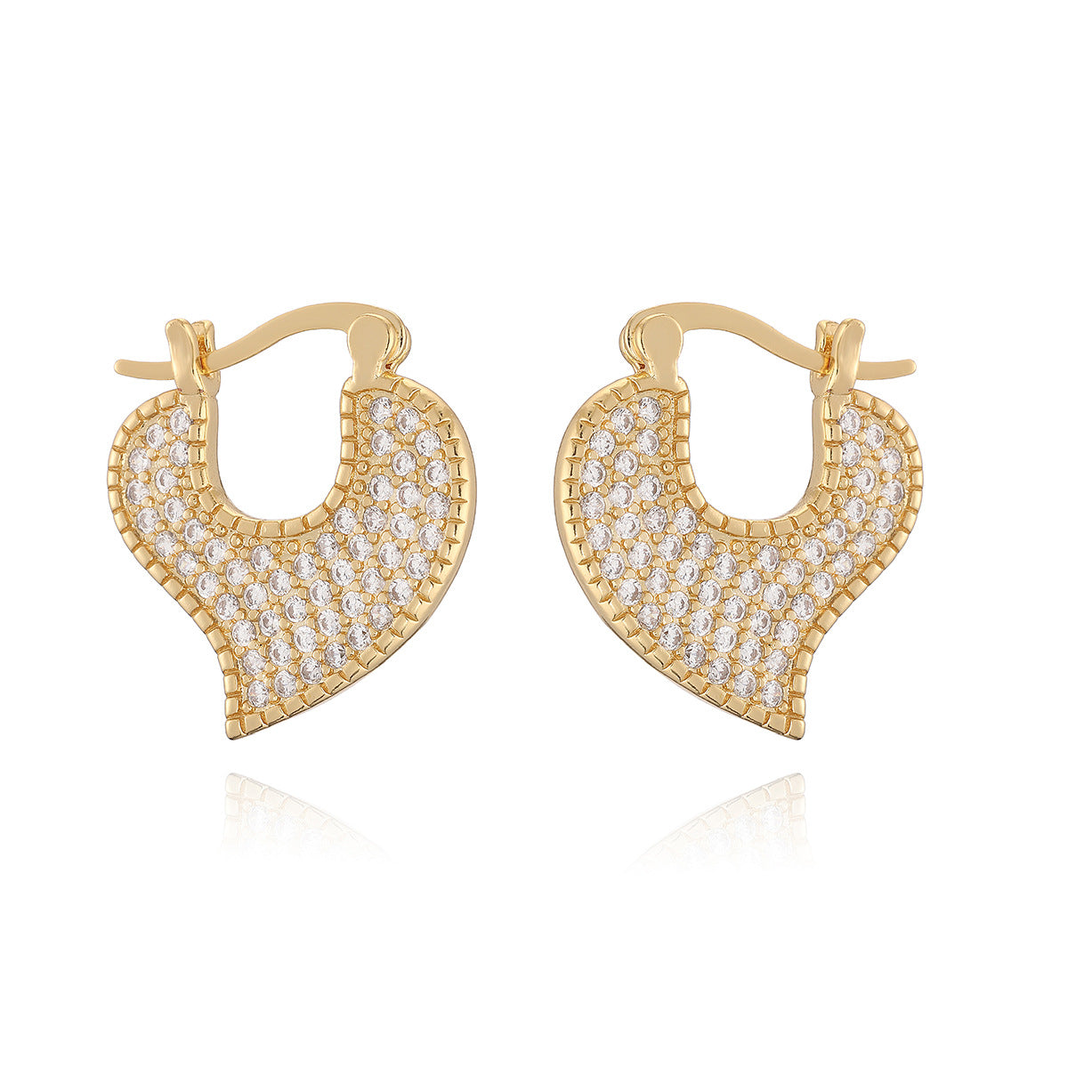 Elegant 18K Gold Plated Heart Cubic Zirconia Earrings for Women