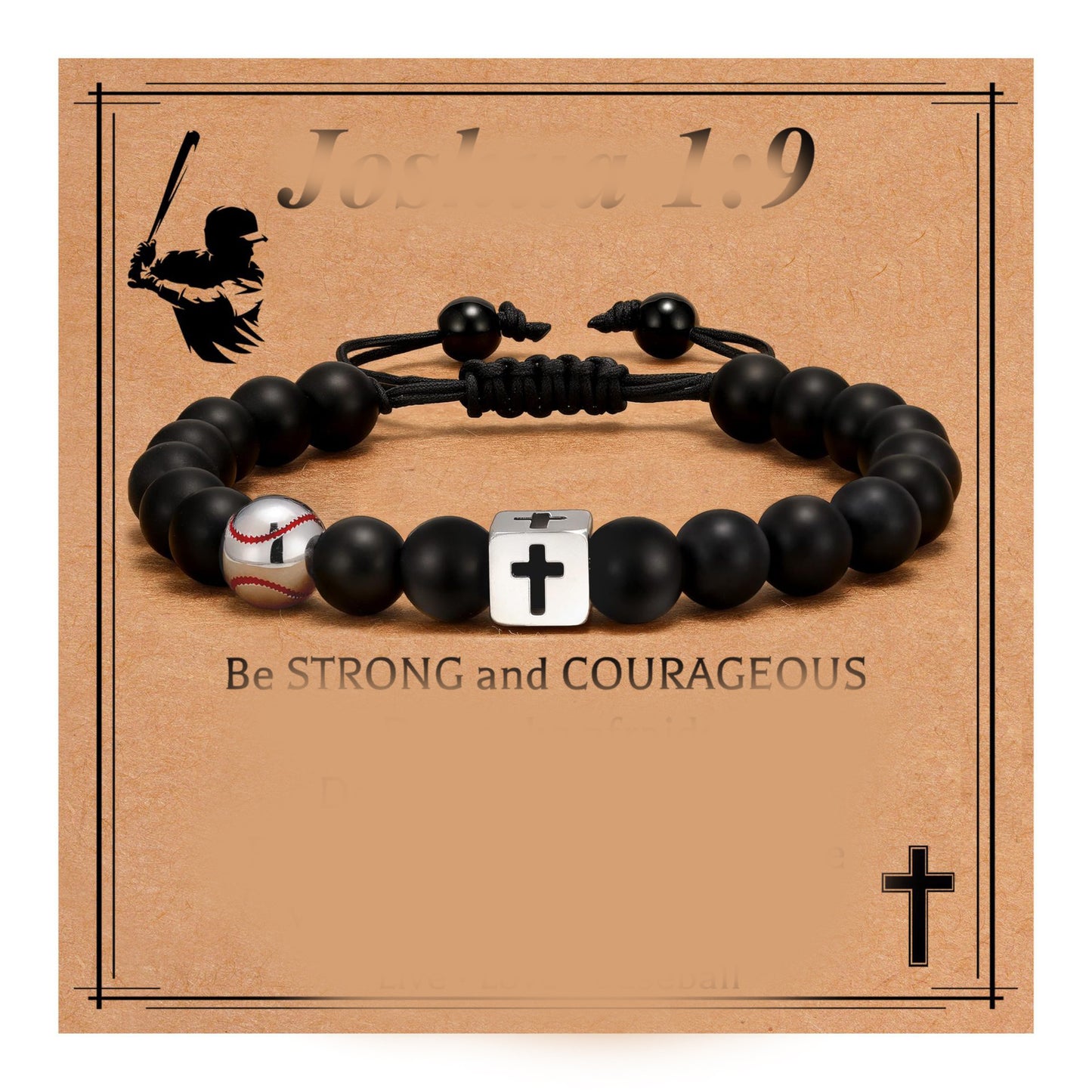 Sporty Matte Alloy Cross Geometric Beaded Bracelet Unisex