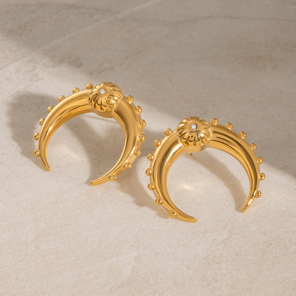 18K Gold Plated Moon Stainless Steel Earrings for Women