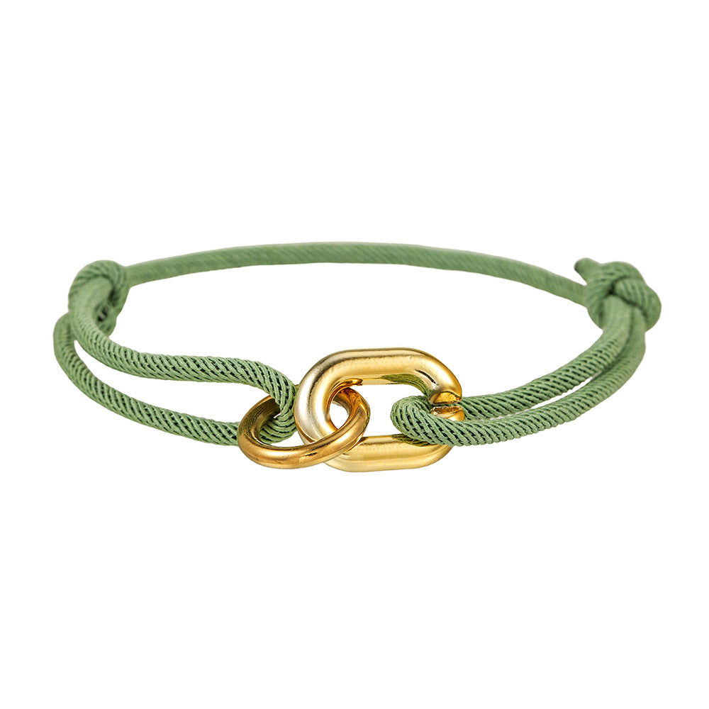 Adjustable Milan Rope Bracelet for Men Geometric Style Handmade CCB Cross Design Fashion Accessory