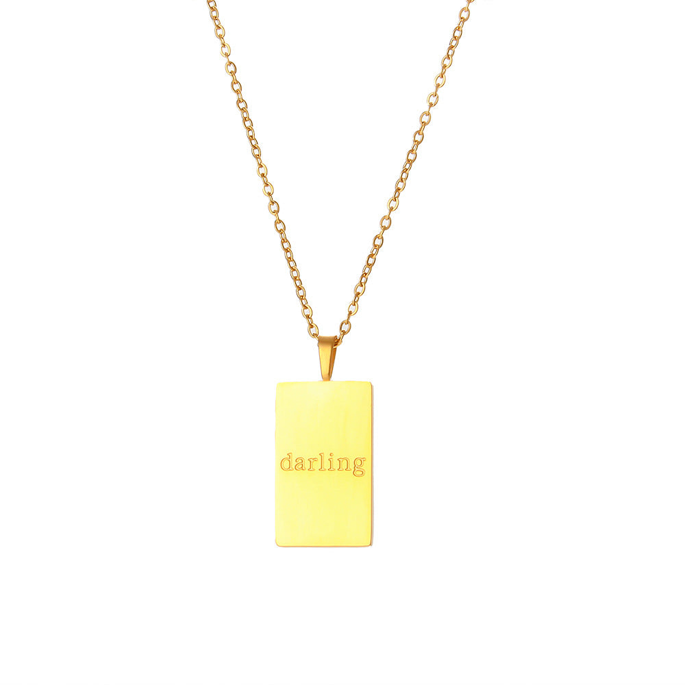 Collana con Pendente a Lettera Minimalista in Acciaio Inossidabile con Placcatura Sottovuoto in Oro 18 carati per Donna