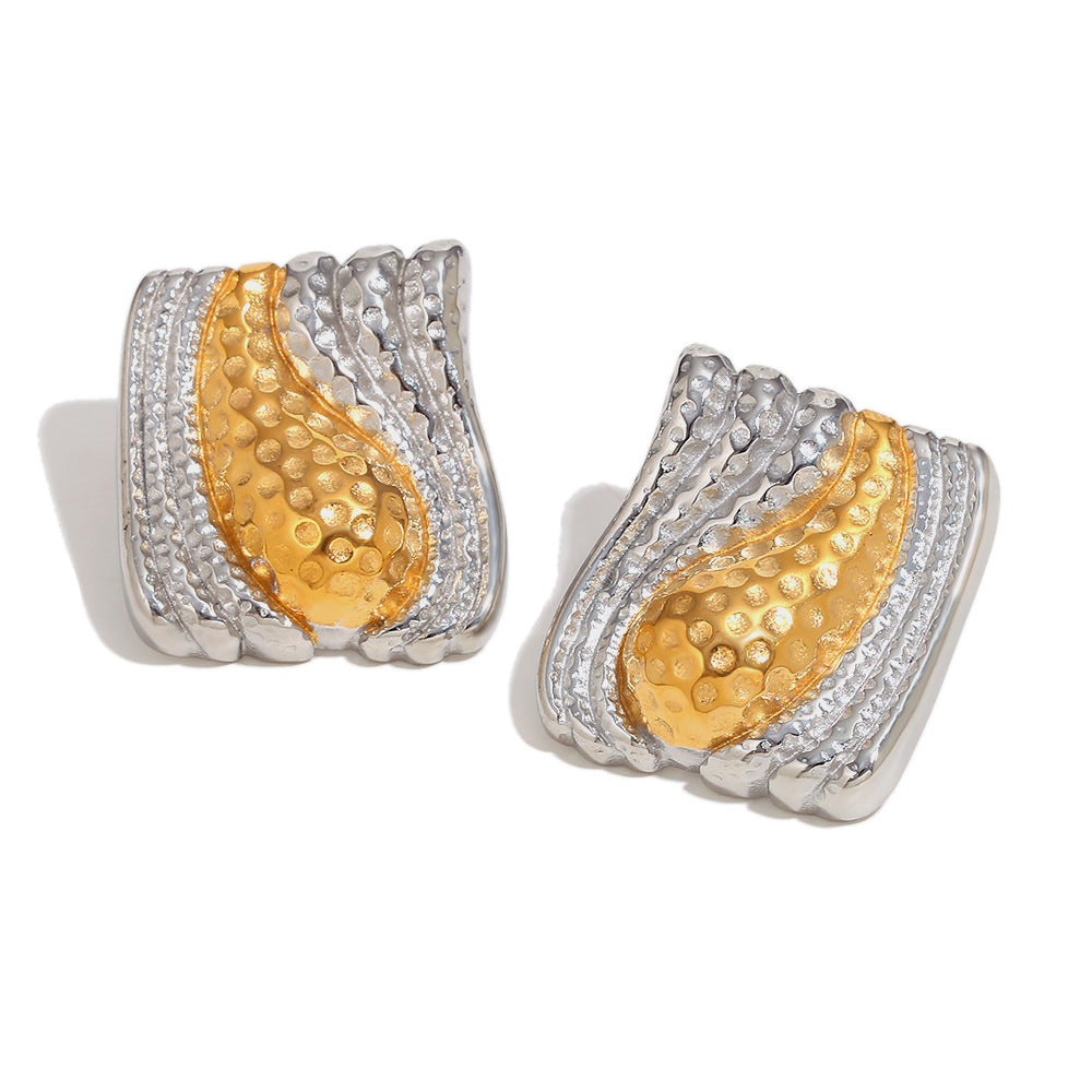 Orecchini geometrici in acciaio inossidabile placcati oro 18 carati da donna