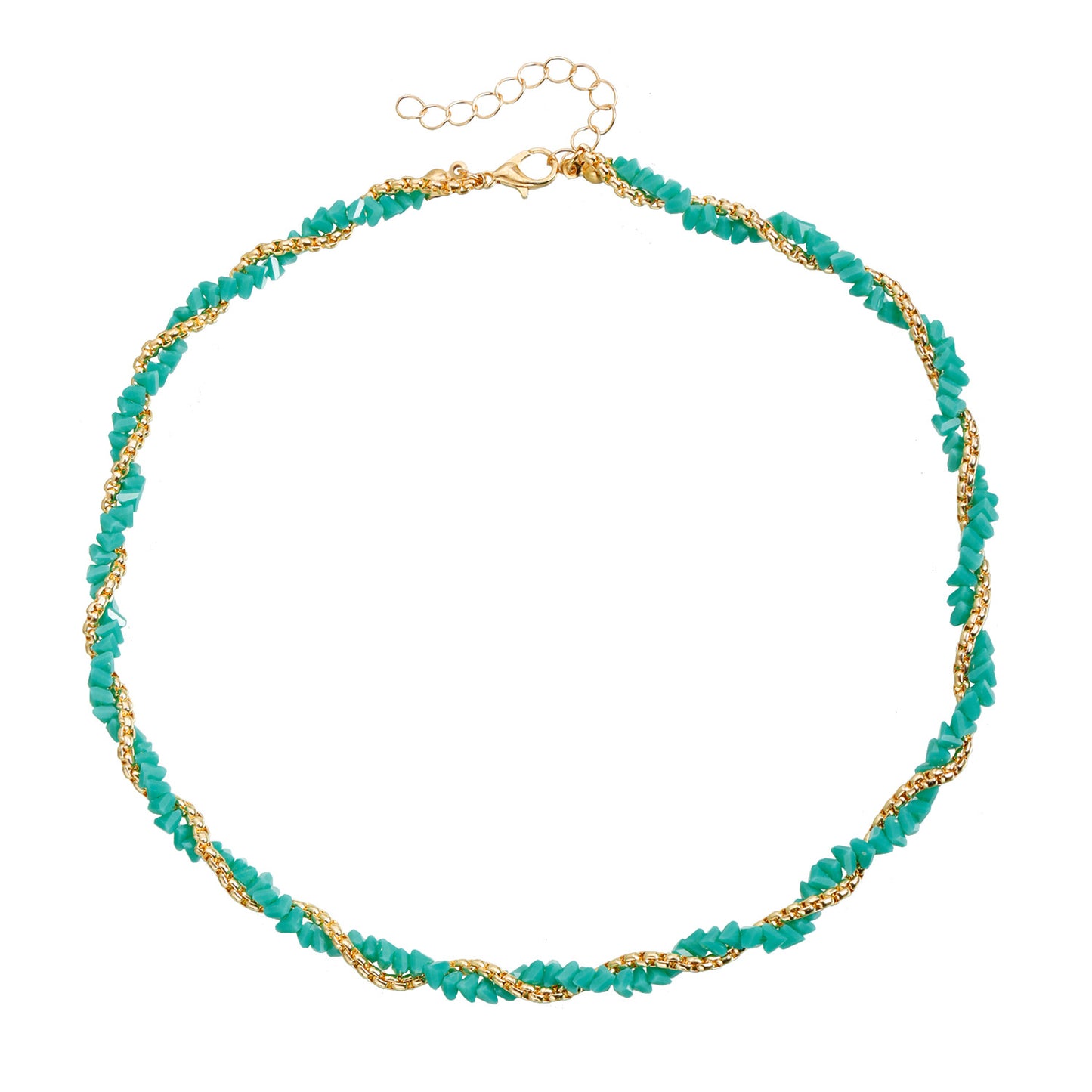 Geometric Pendant Necklace for Women with Gold-Plated Alloy Chain and Interlocking Design for Clavicle Styling