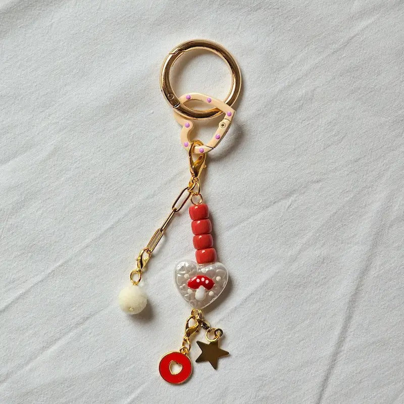 Minimalist Sweet 18K Gold Plated Brass Floral DIY Charm Bar Bag Pendant Keychain