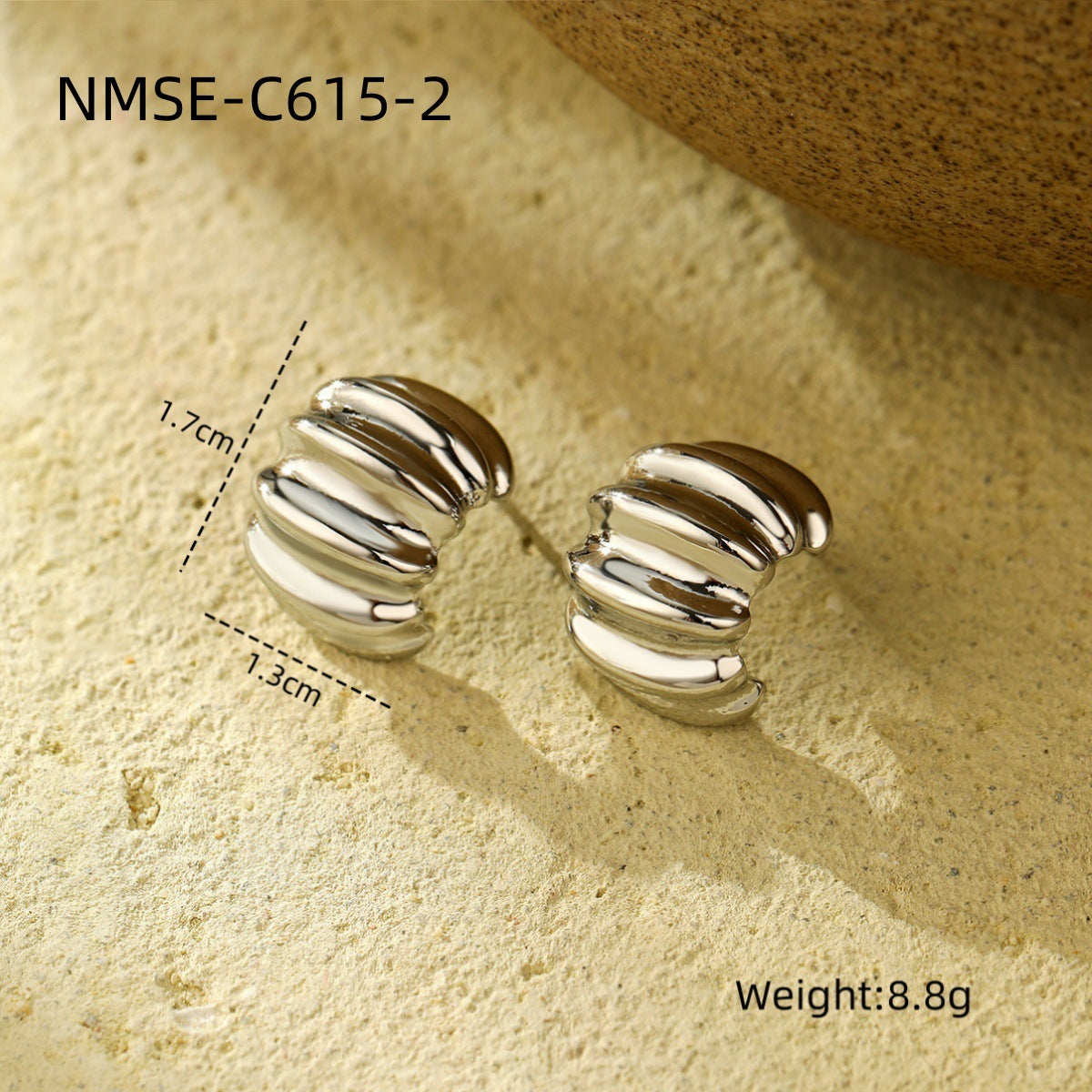 Pendientes de Acero de Titanio Irregular Plegados Minimalistas para Mujer con Acabado Chapado