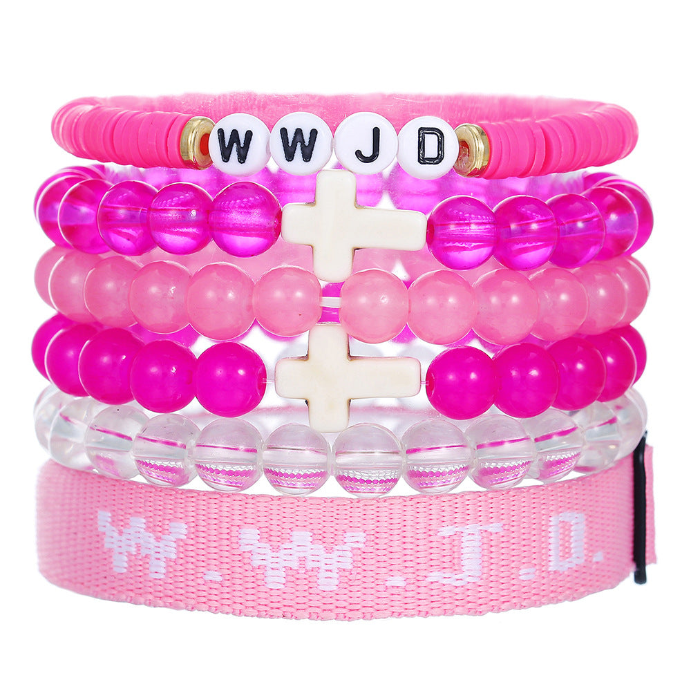 Unisex Geometric Cross Round Resin Bracelet