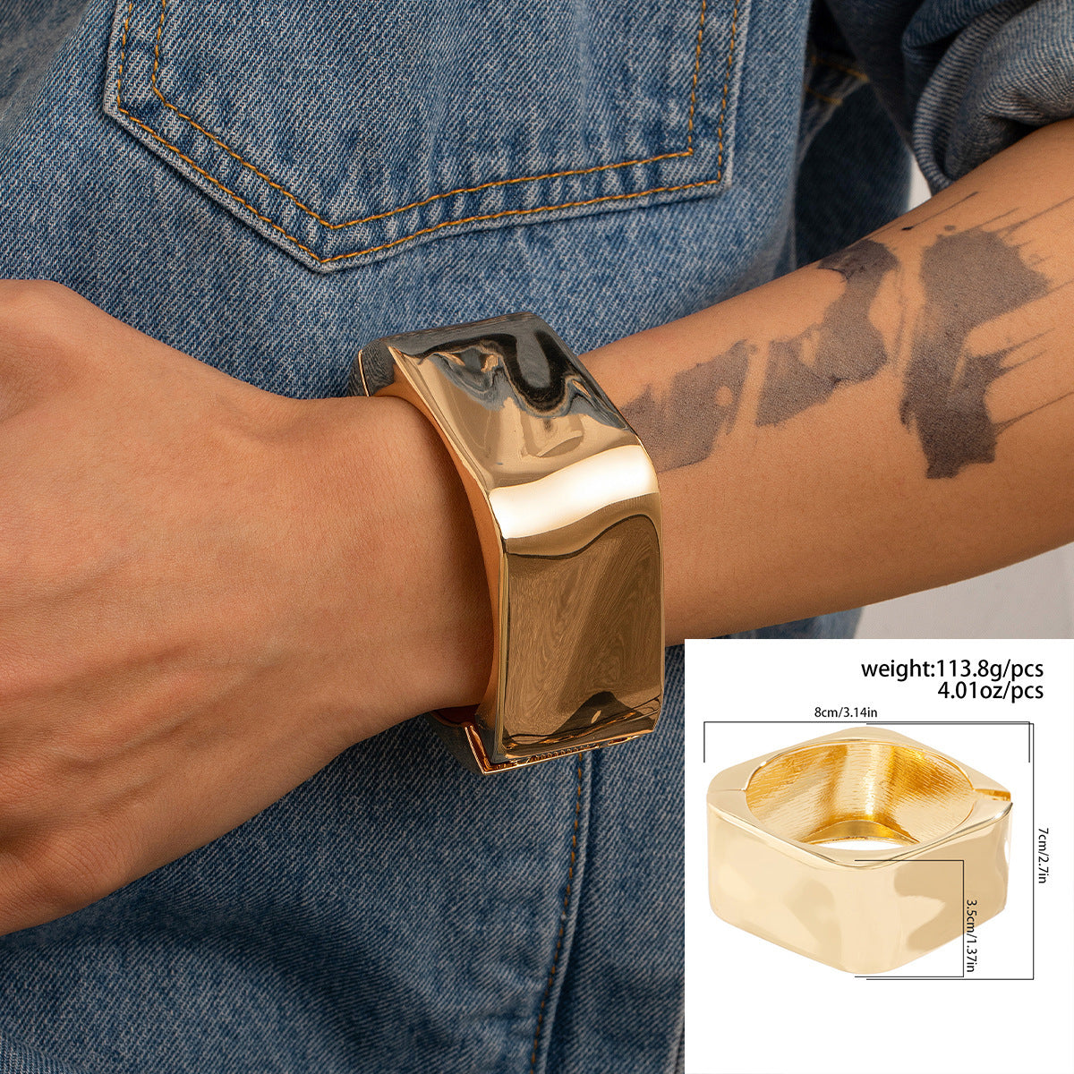 Hip-hop Men's Geometric Round Oval Plated Alloy Cuff Bracelet