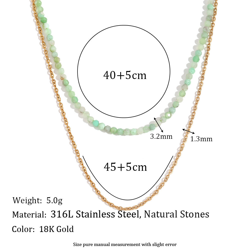 Collana da donna a doppio strato con anelli a O in acciaio inossidabile placcato oro 18 carati con design geometrico minimalista