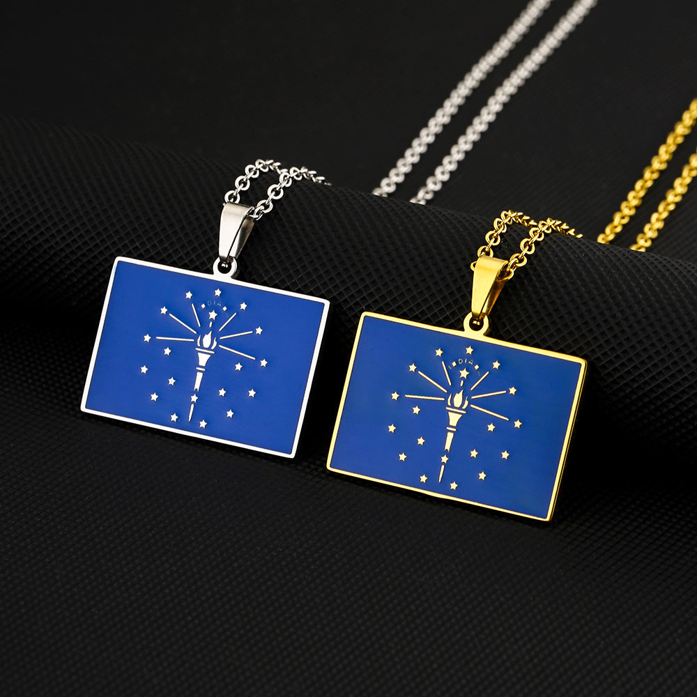 Collana con pendente rettangolare minimalista in acciaio inossidabile con finitura smaltata per moda unisex e abbigliamento casual