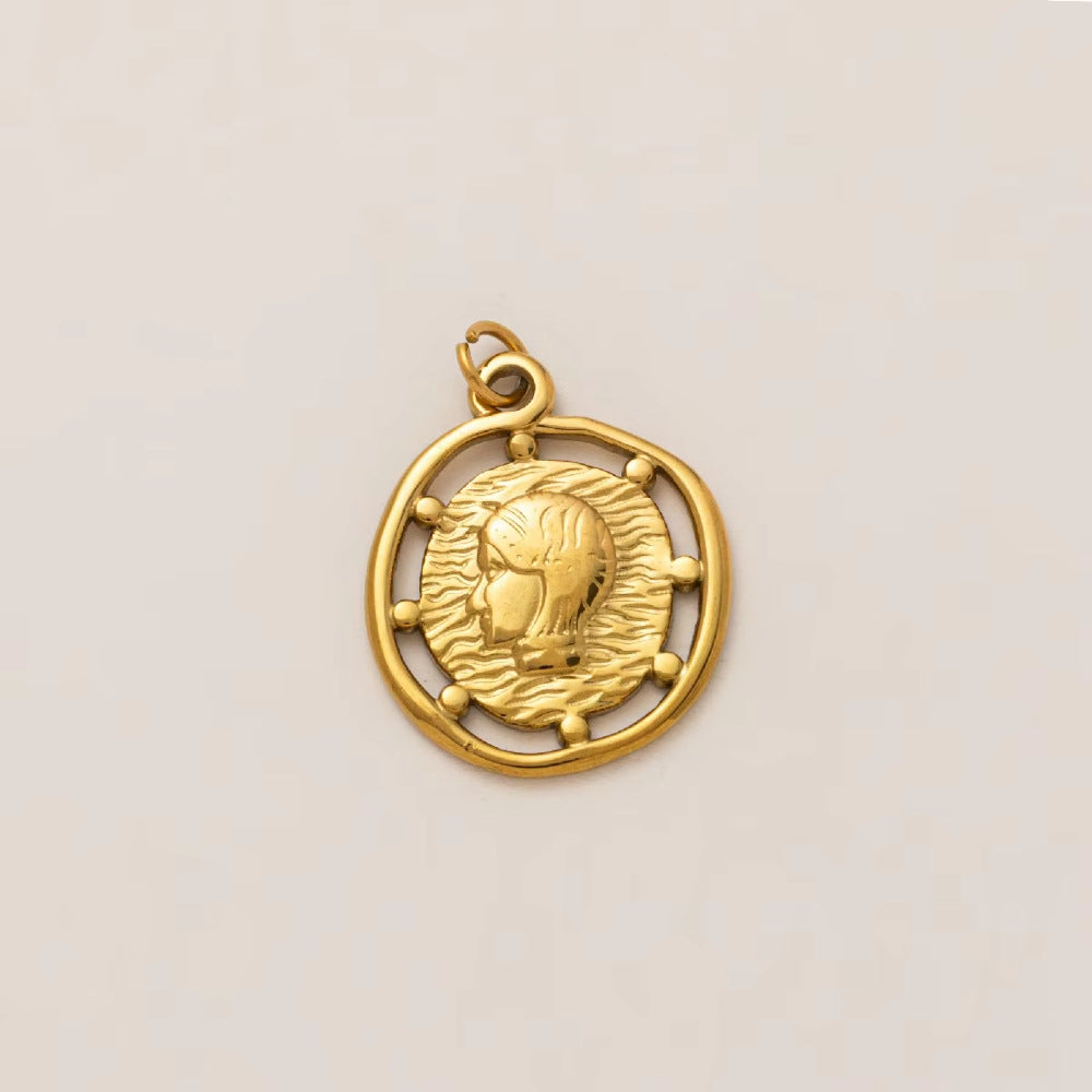 Colgante de barra con diseño de llave de acero inoxidable bañado en oro de 18 quilates de estilo vintage para mujer