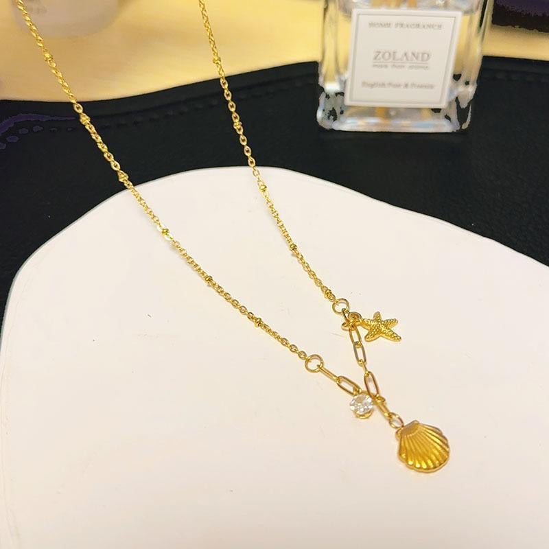 Minimalist Luxury Gold Plated Titanium Steel Star Pendant Necklace for Women