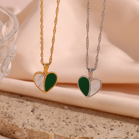 Collana con ciondolo a cuore da donna in acciaio inossidabile e acciaio al titanio, di lusso minimalista, con finitura placcata