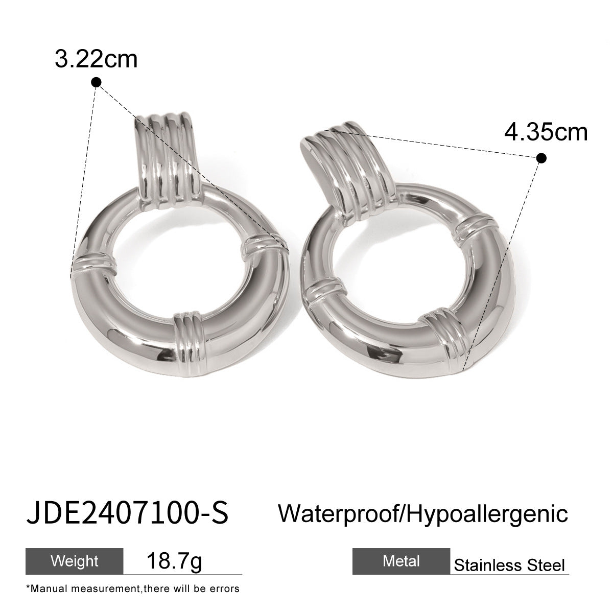 Geometric Round Plated Stainless Steel Earrings for Women