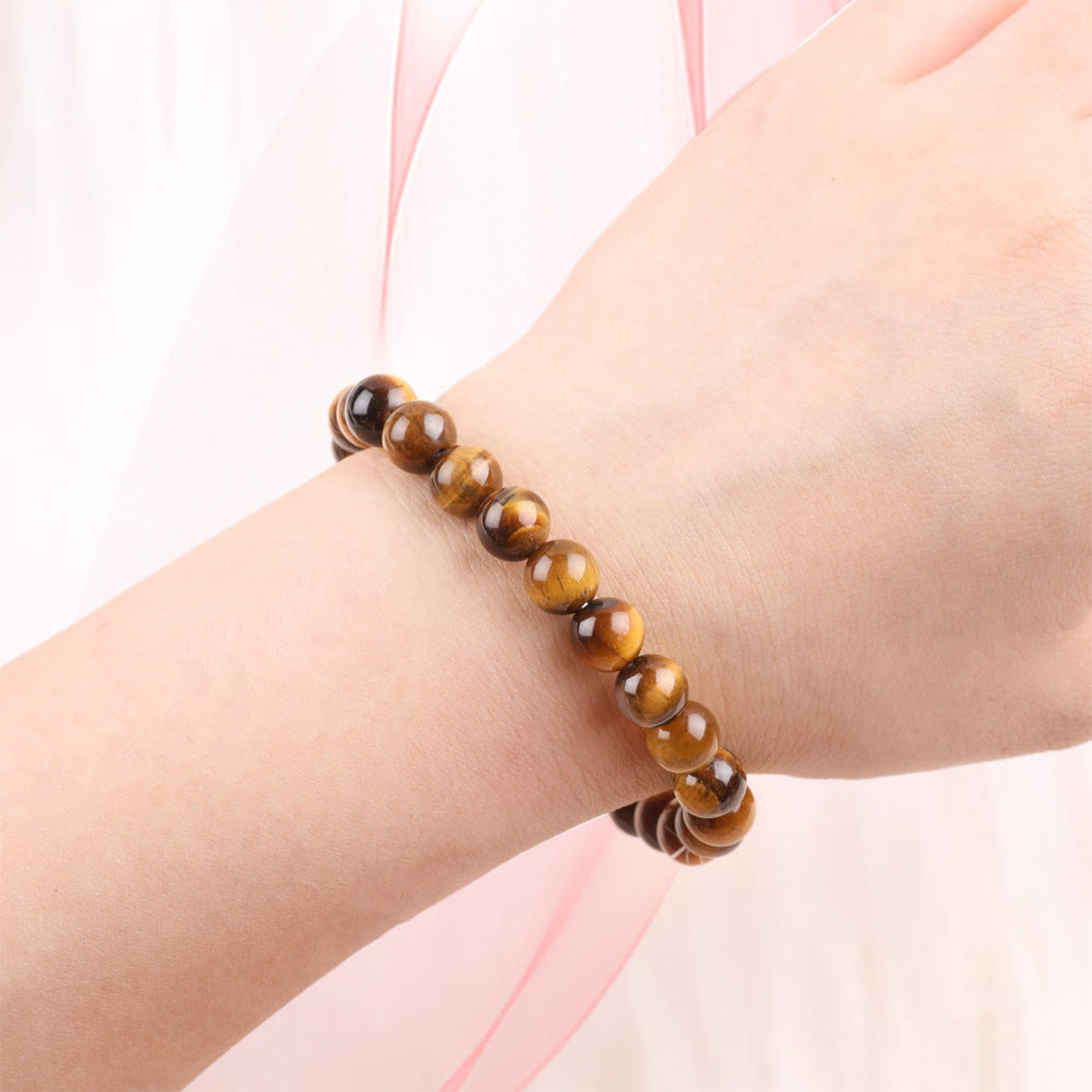 Geometric Natural Amethyst Obsidian Agate Beaded Bracelet Unisex 8mm Stone Jewelry