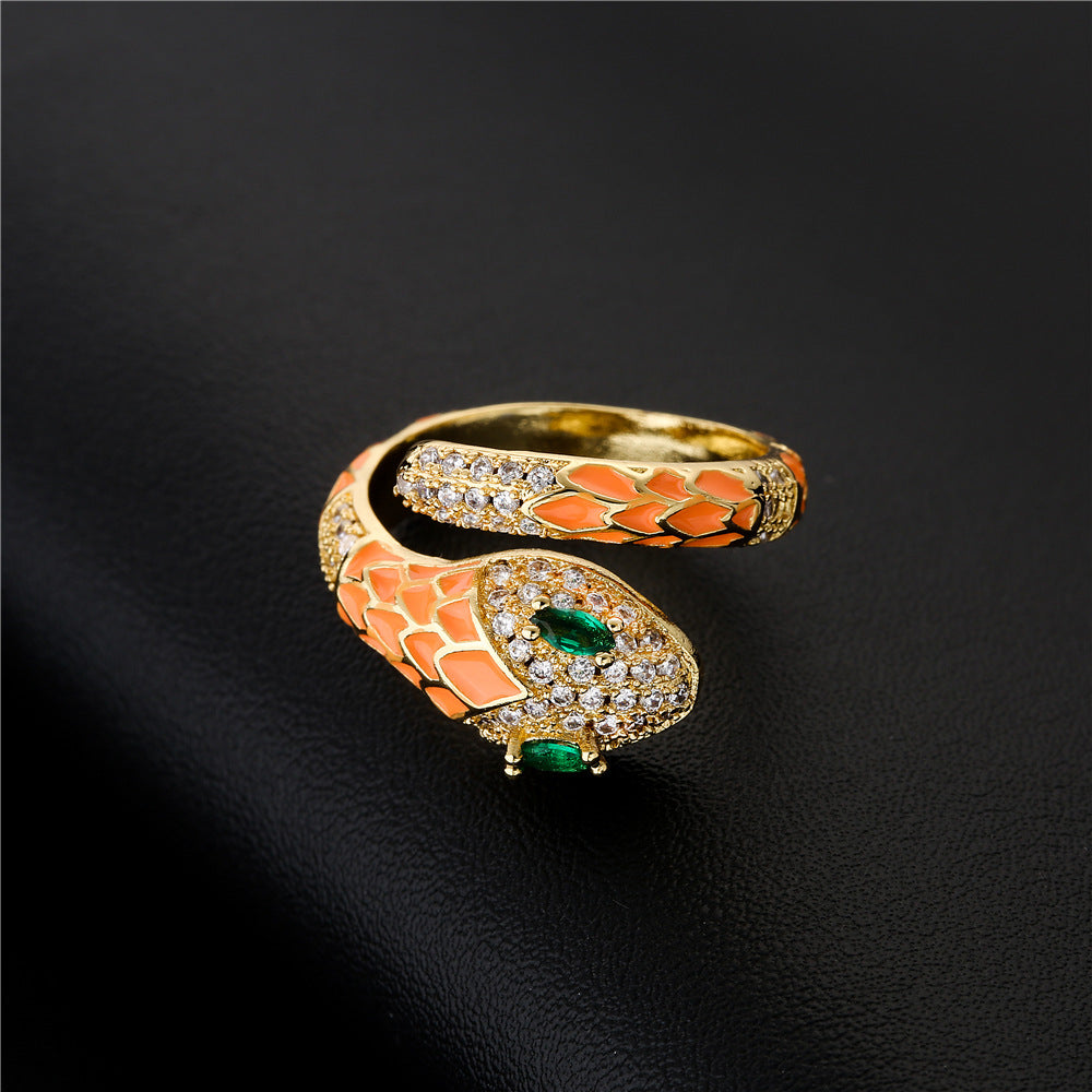 Anello Minimalista Geometrico in Rame con Zirconi Micro-Pavé per Donna