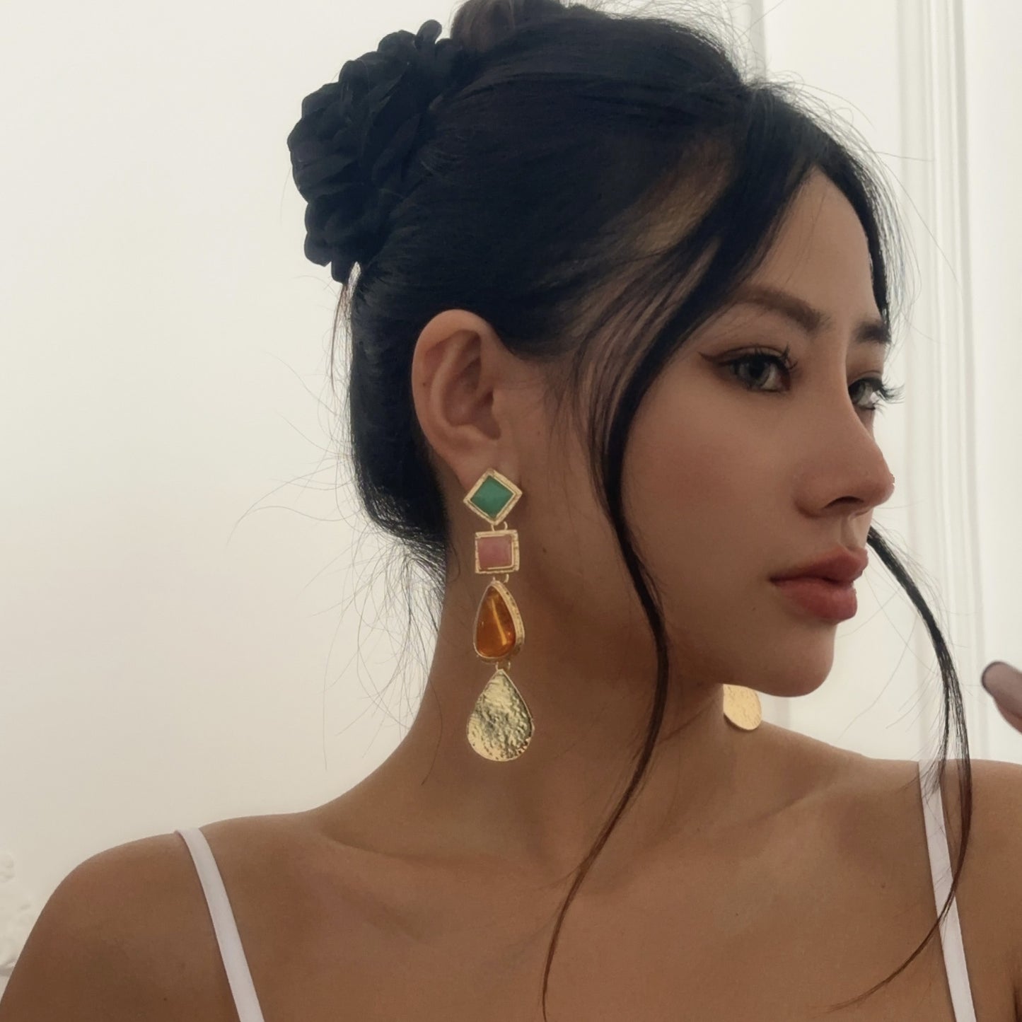 Fashion Geometric Resin Plated Earrings for Women