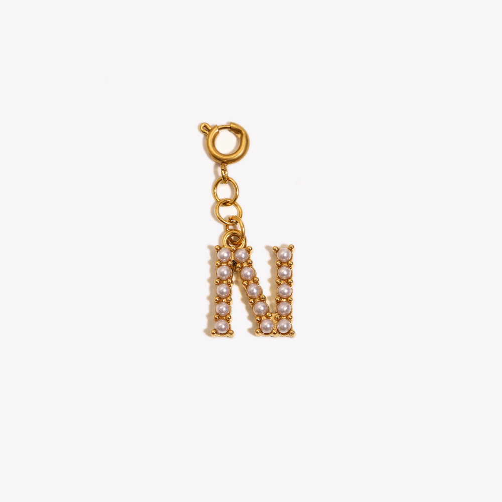 Barretta con Ciondolo a Lettera o Numero in Acciaio Inossidabile Placcato Oro 18K Minimalista da Donna