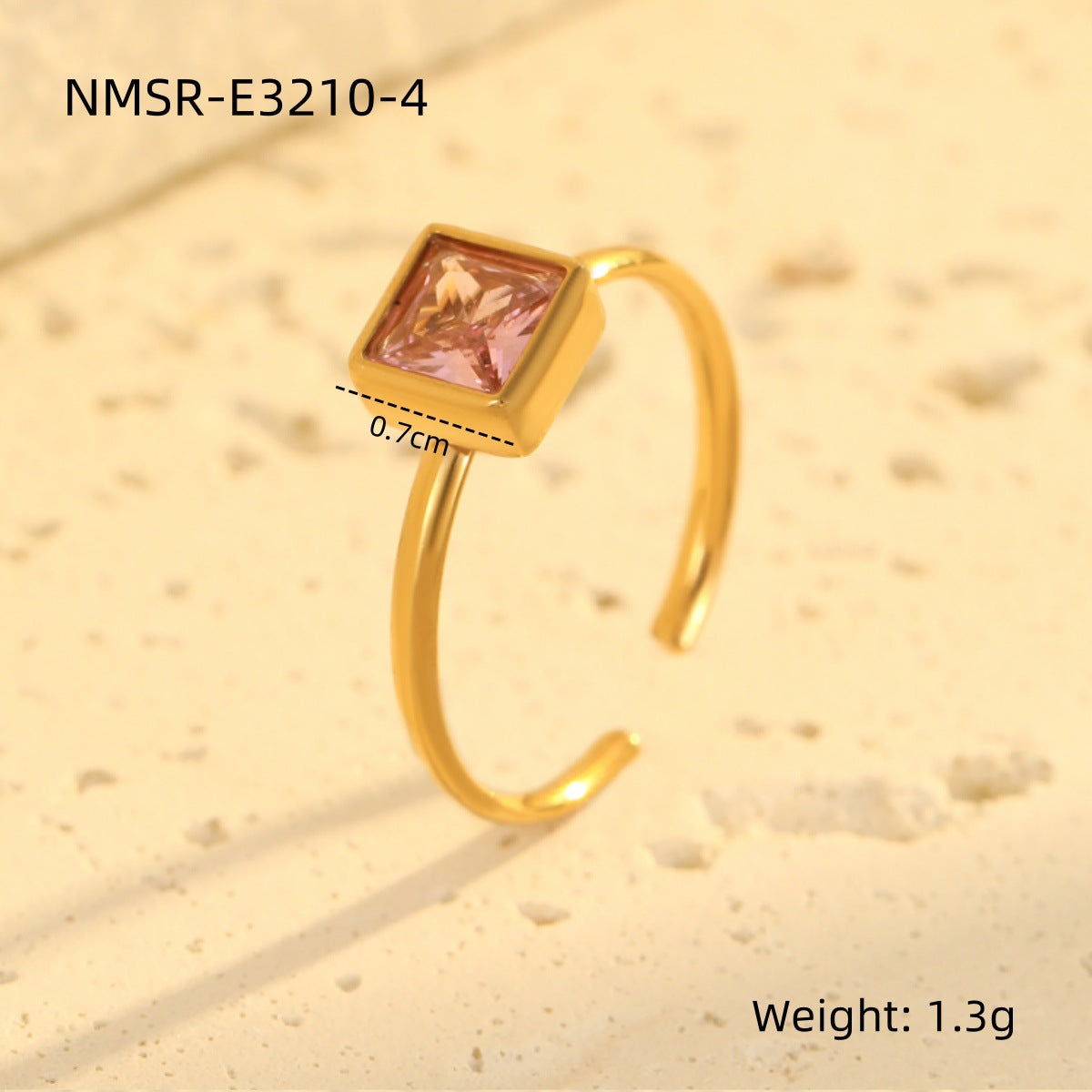 Anello Minimalista Geometrico Placcato Acciaio Inossidabile con Accento Zirconia per Donna