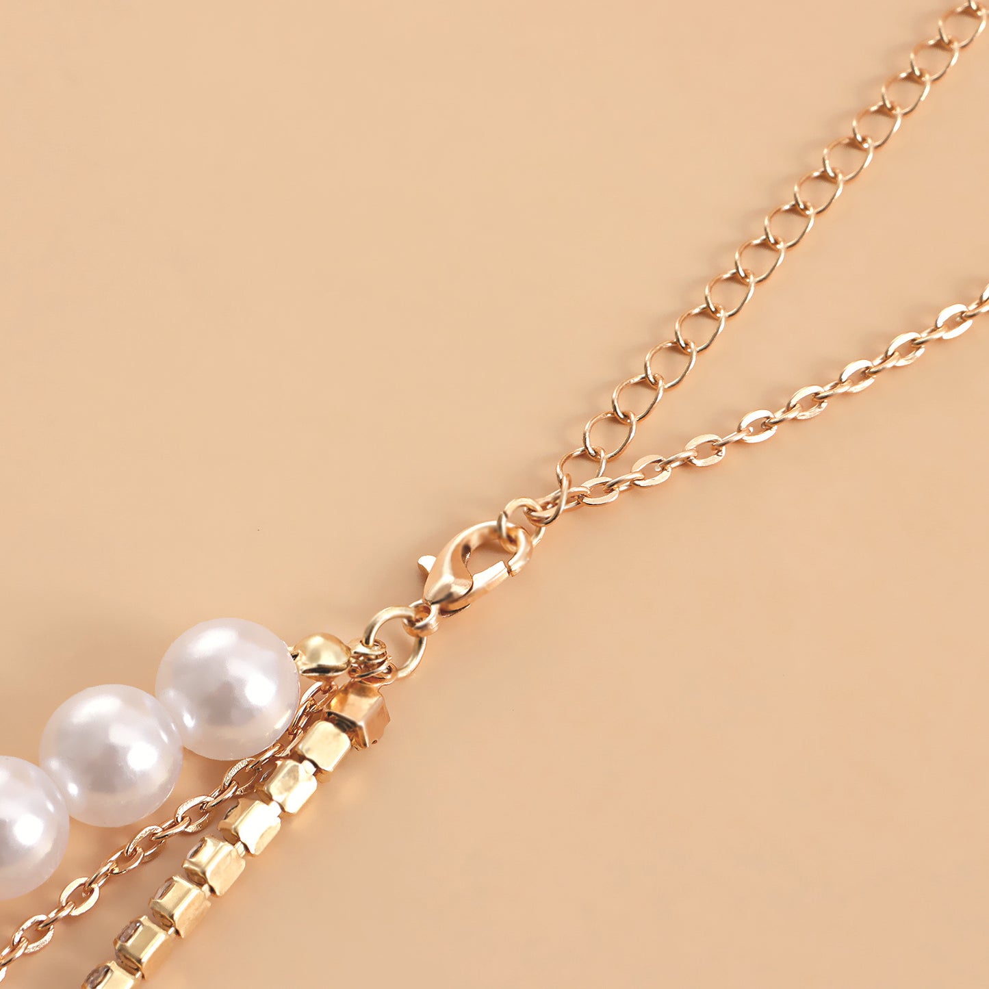 Punk Minimalist Multi-Layer Curb Chain Waist Chain with Rhinestone and Imitation Pearl for Women