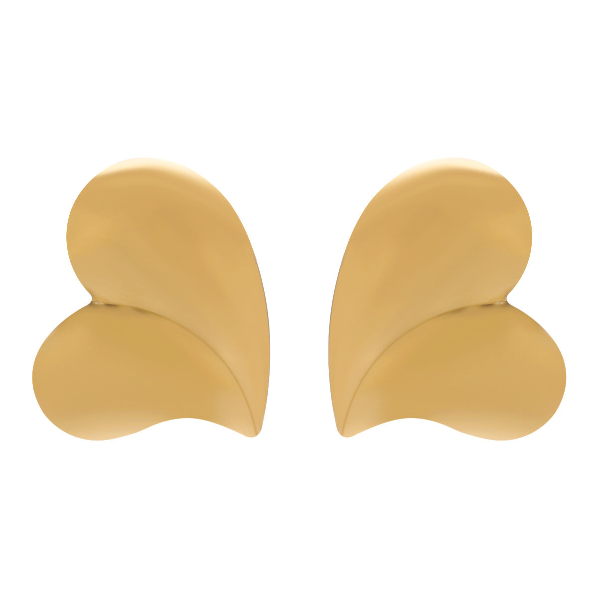 Orecchini a Perno Minimalisti a Forma di Cuore in Ferro con Finitura Elettrodeposita per Donna