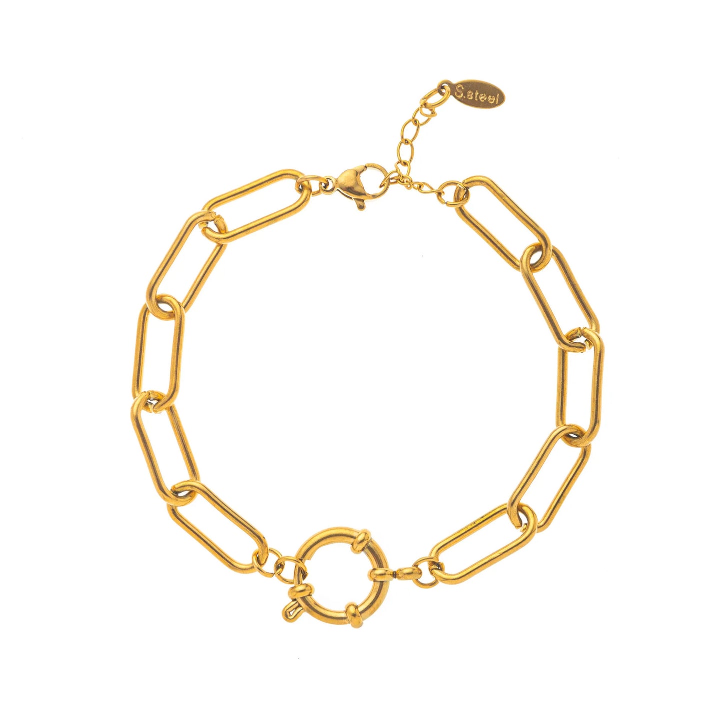 Minimalist Geometric Round PVD Titanium Steel DIY Charm Bar Bracelet
