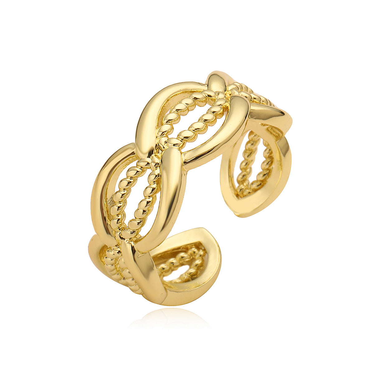 Minimalist Geometric Open Ring for Women in Copper with Real Gold Plating
