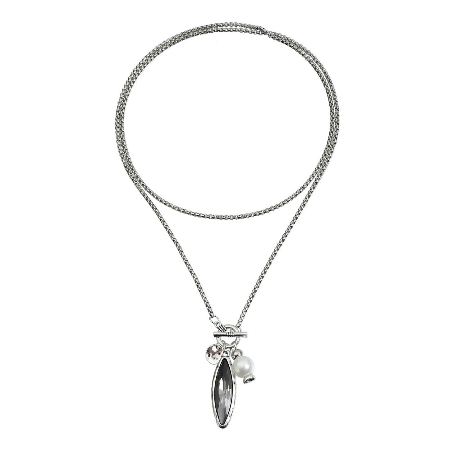 Fashion Geometric Triangle Plated ABS Necklace with Alloy Pendant for Women