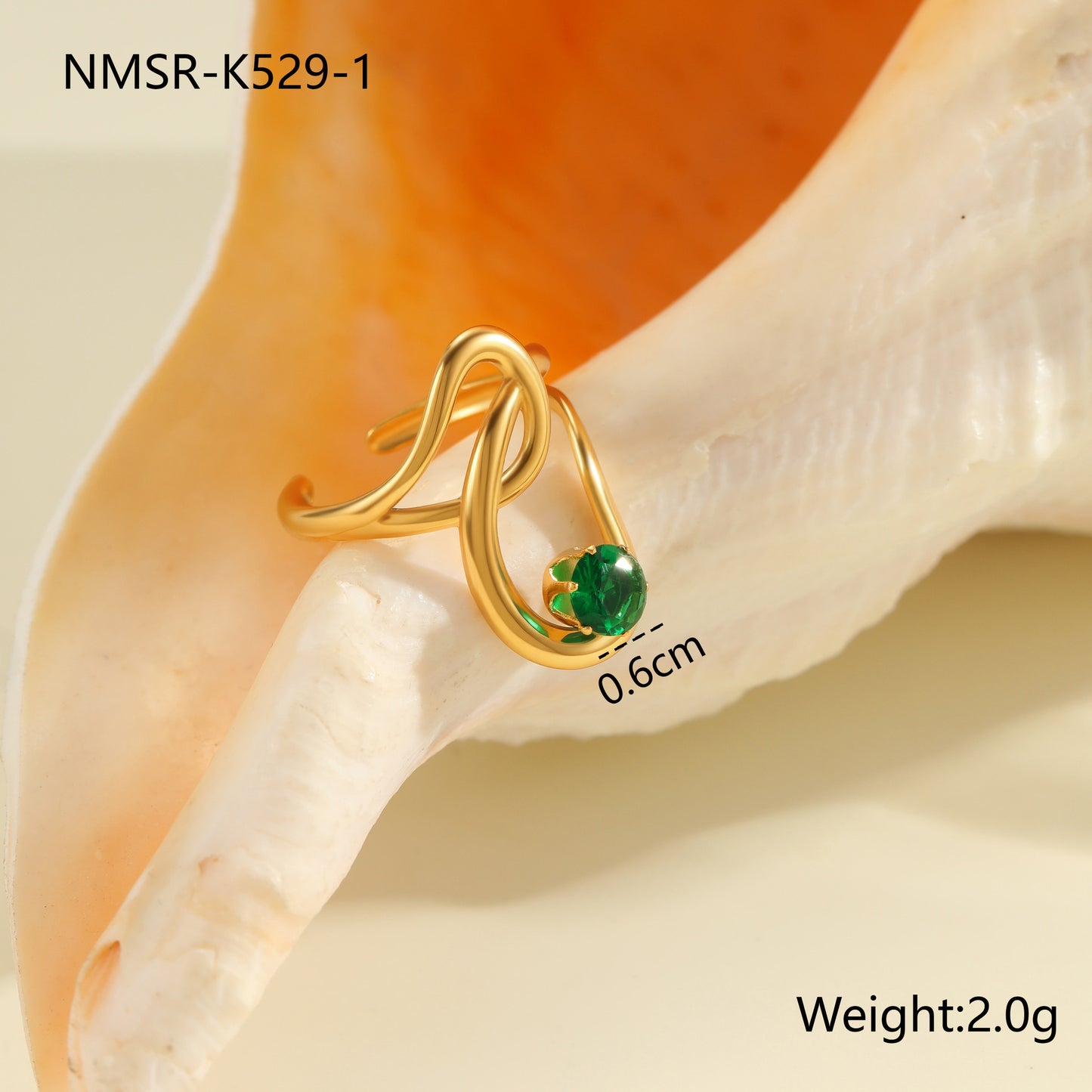 Anillo de Acero Inoxidable Geométrico Minimalista con Baño de Oro de 18K y Detalles de Remaches Esféricos Irregulares para Mujer