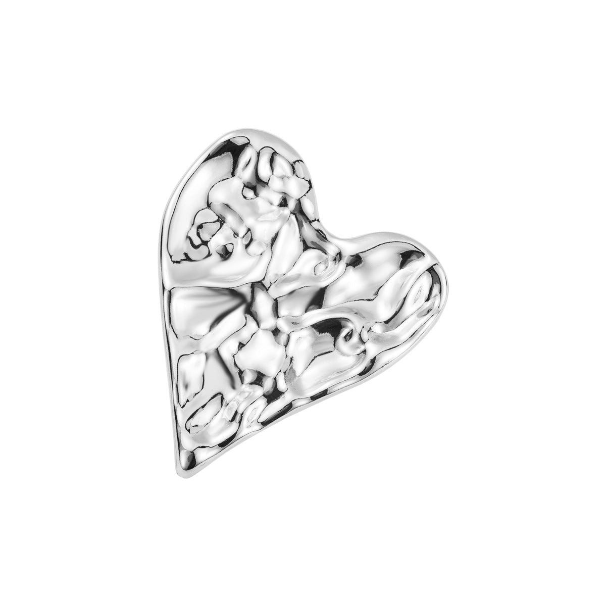 Minimalist Irregular Pleated Heart Brooch in Stainless Steel with Plated Finish for Women
