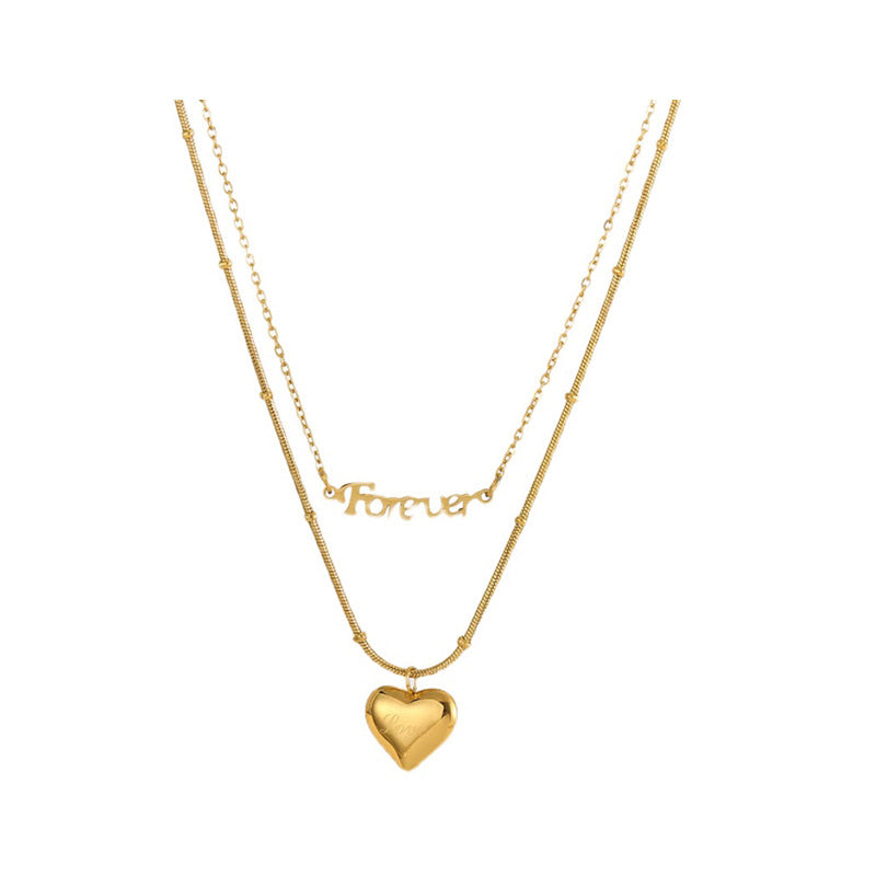 Collana Minimalista Geometrica in Acciaio Titanio con Intarsio in Oro da Donna, Stile Catenina a Croce, Accessorio di Tendenza Autunno Inverno