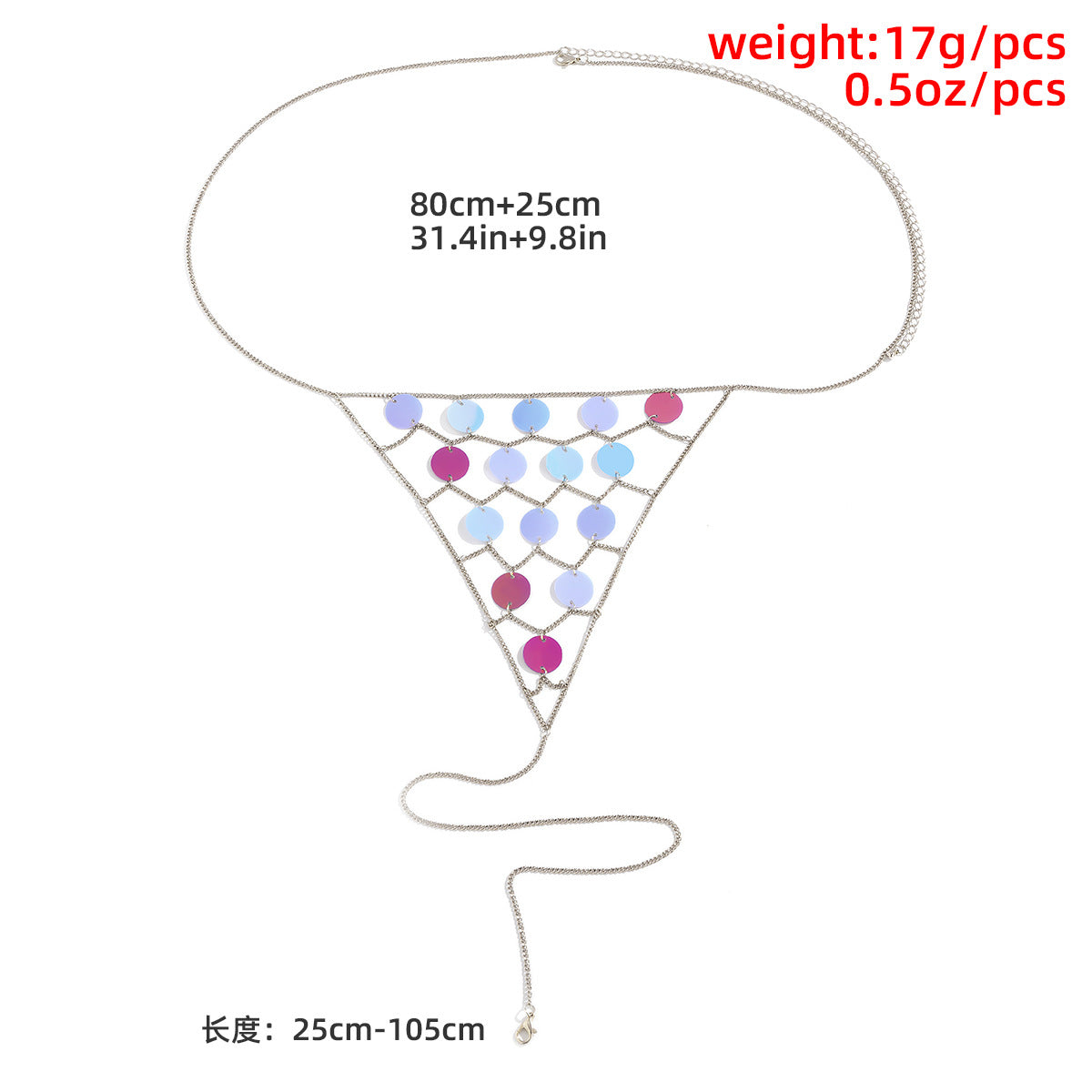 Minimalist Geometric Round Iron Plated Body Chain with Sequins and Tassels for Women