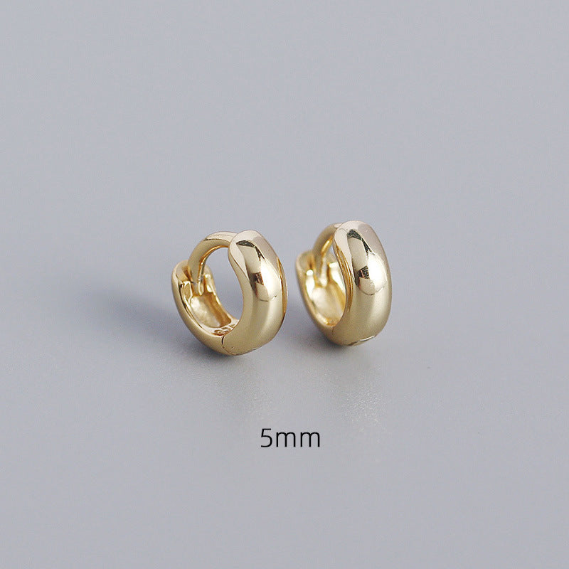 Minimalist Geometric Shiny Silver Hoop Earrings in 925 Sterling Silver with Plated Finish