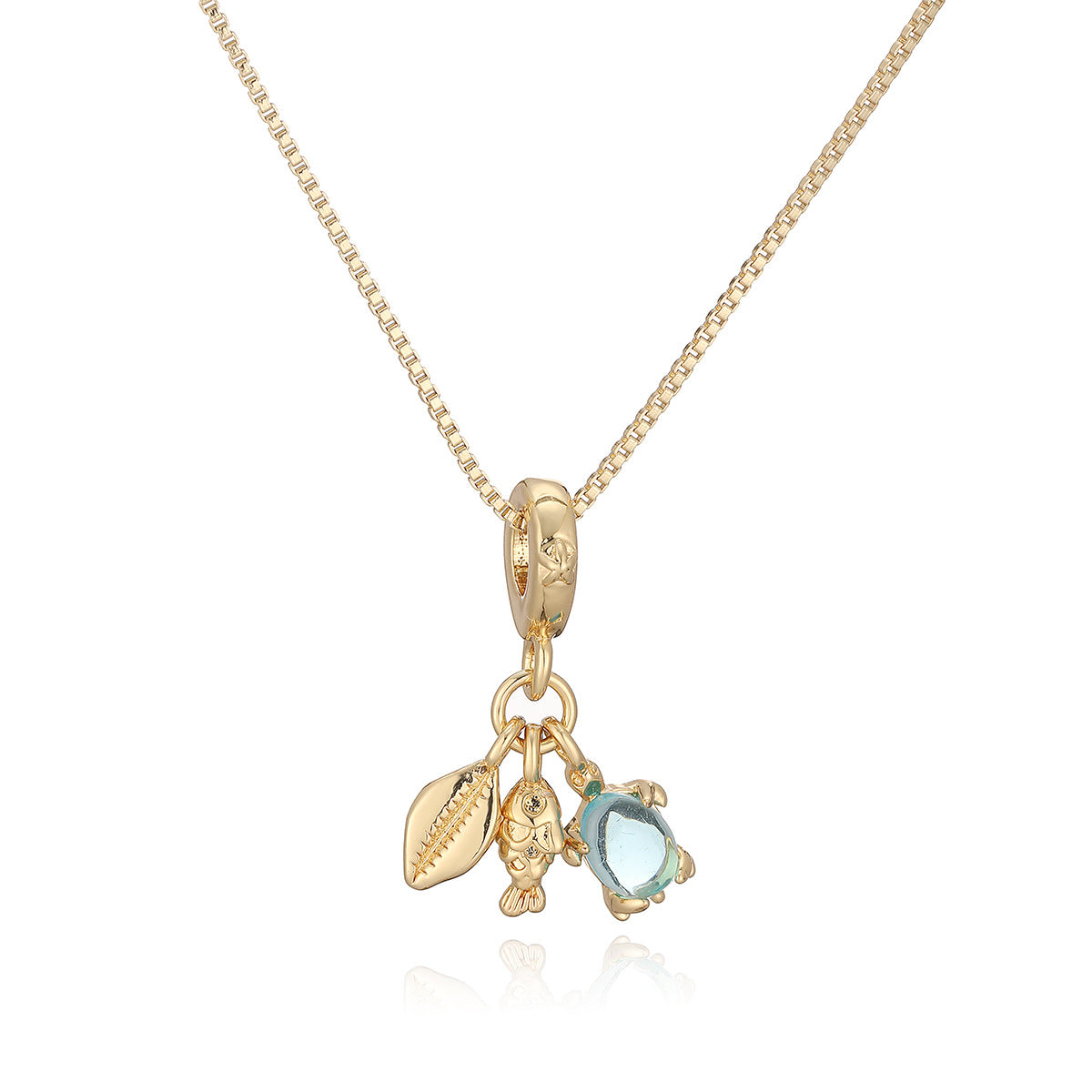 Minimalist 18K Gold Plated Brass Drip Oil Geometric Turtle Conch Pendant Necklace for Women