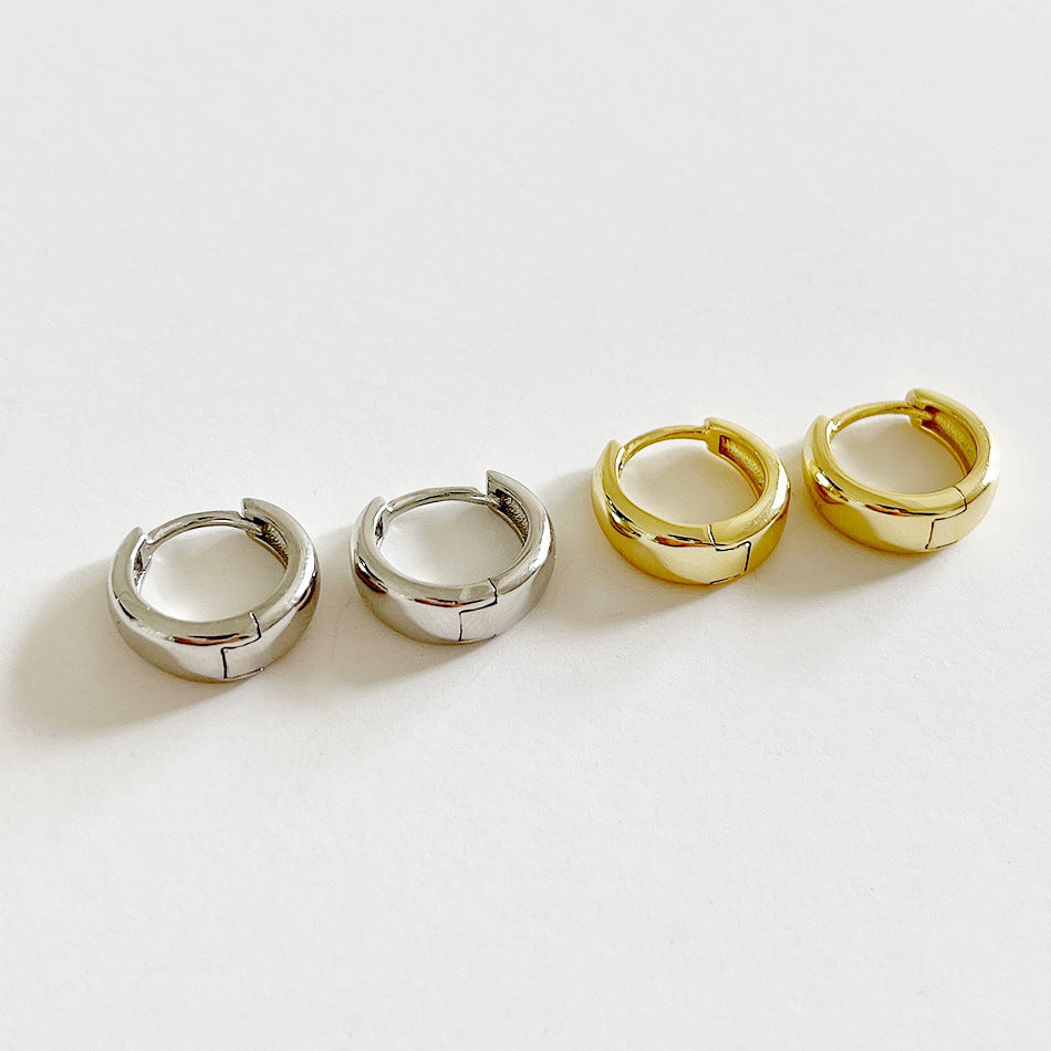 Orecchini a cerchio larghi ovali a stella in argento sterling 925 minimalisti