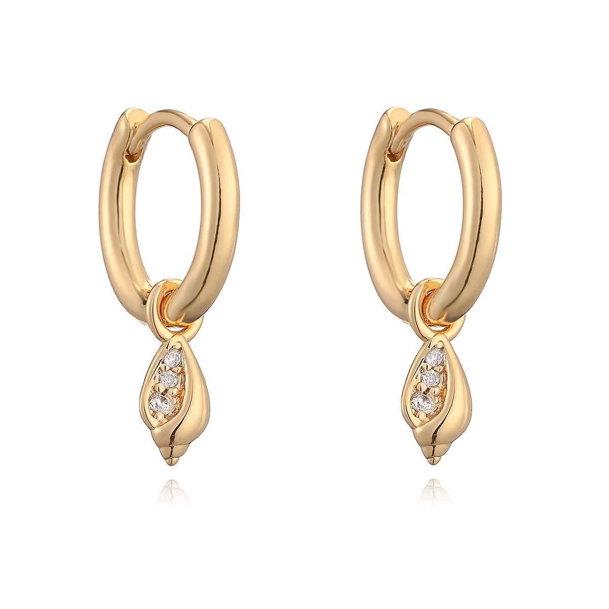Orecchini geometrici minimalisti in rame placcati oro 18K con zirconi per donna